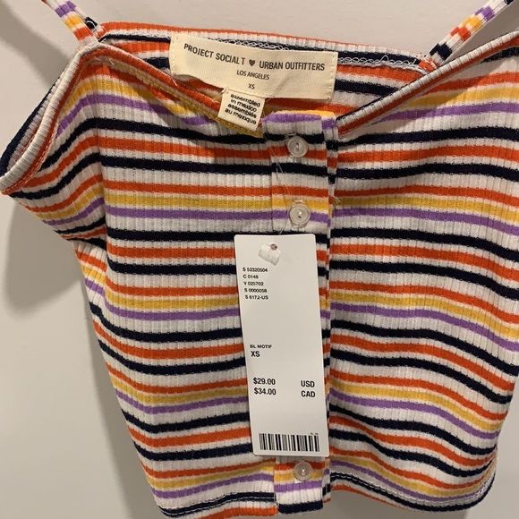 NWT Urban Outfitters Project Social T Striped Crop - Picture 3 of 5